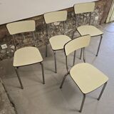 Set of 4 light yellow formica chairs