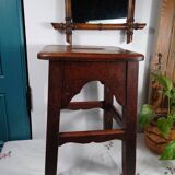 Tabouret ancien artisanal en bois massif – Pièce unique