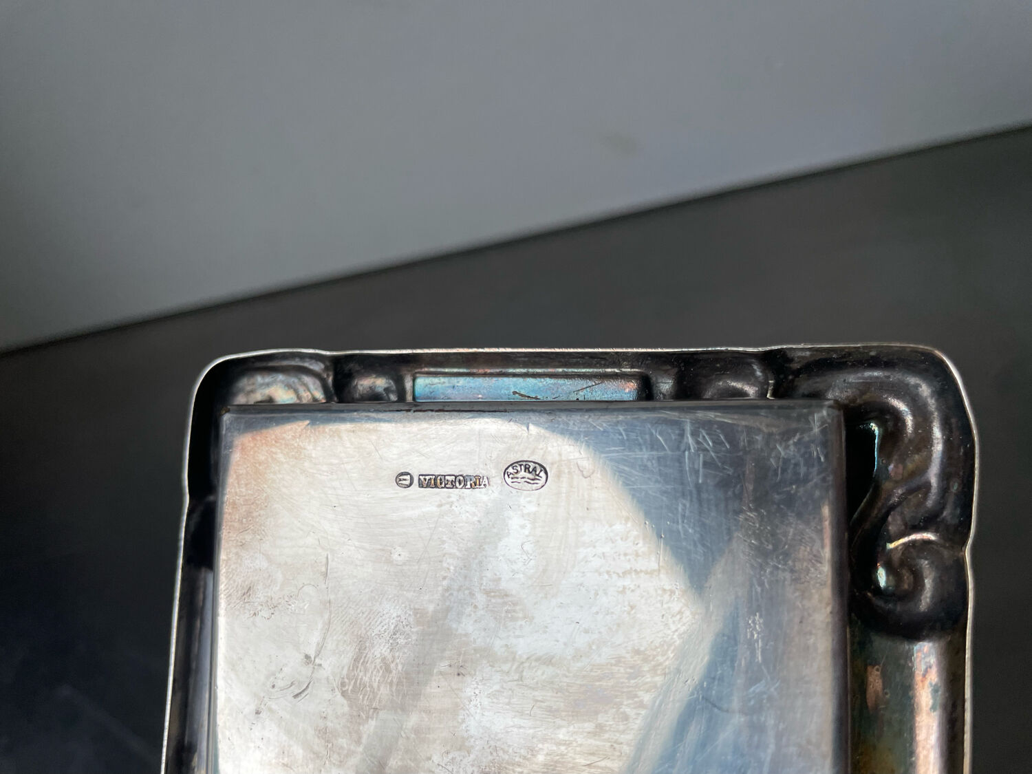 Art nouveau metal silver plated picture frame