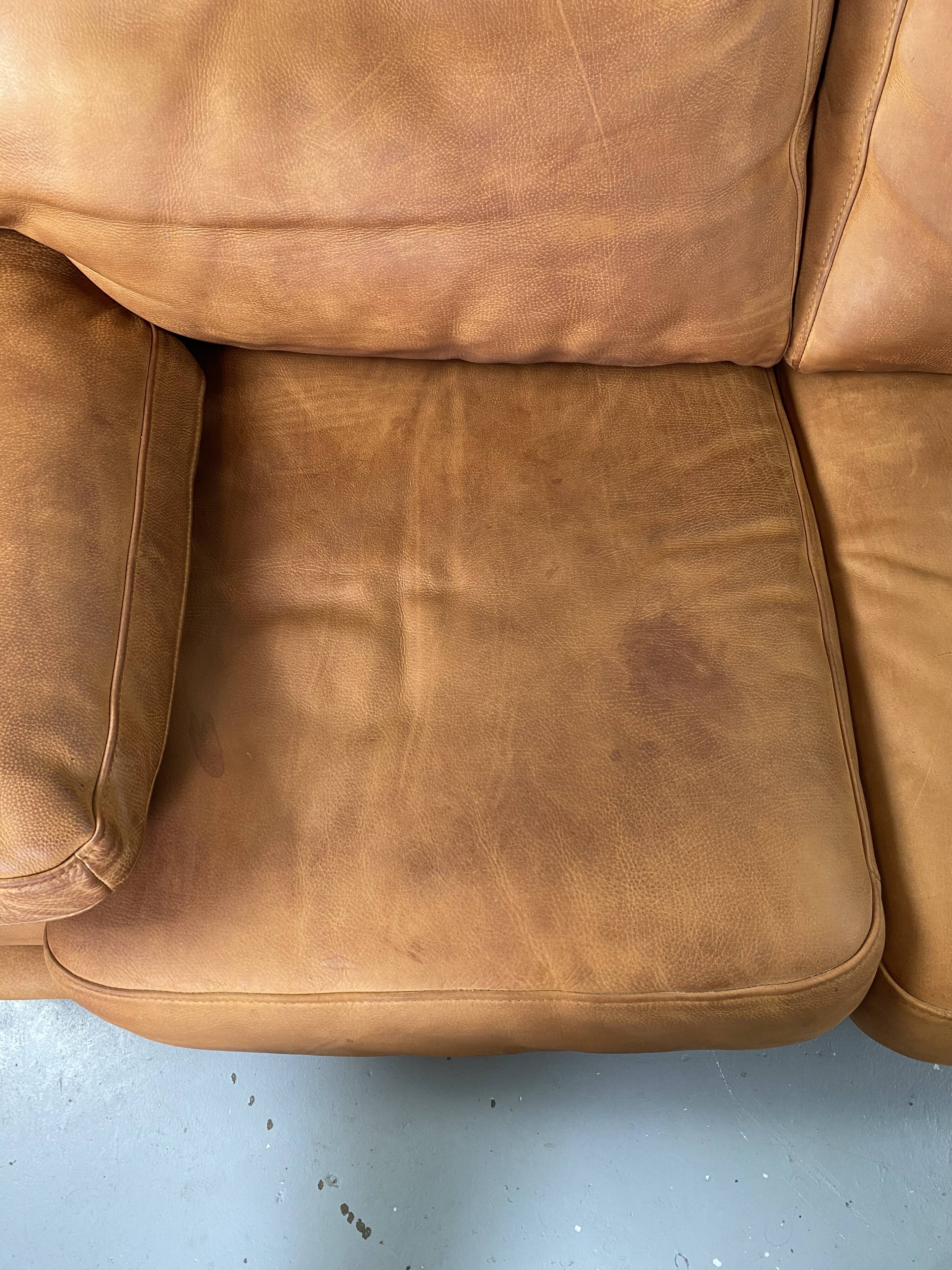 Roche-Bobois brown leather sofa