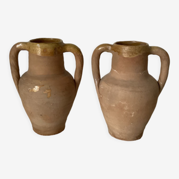 Set of 2 old terracotta vases