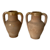 Set of 2 old terracotta vases