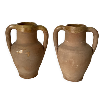 Set of 2 old terracotta vases
