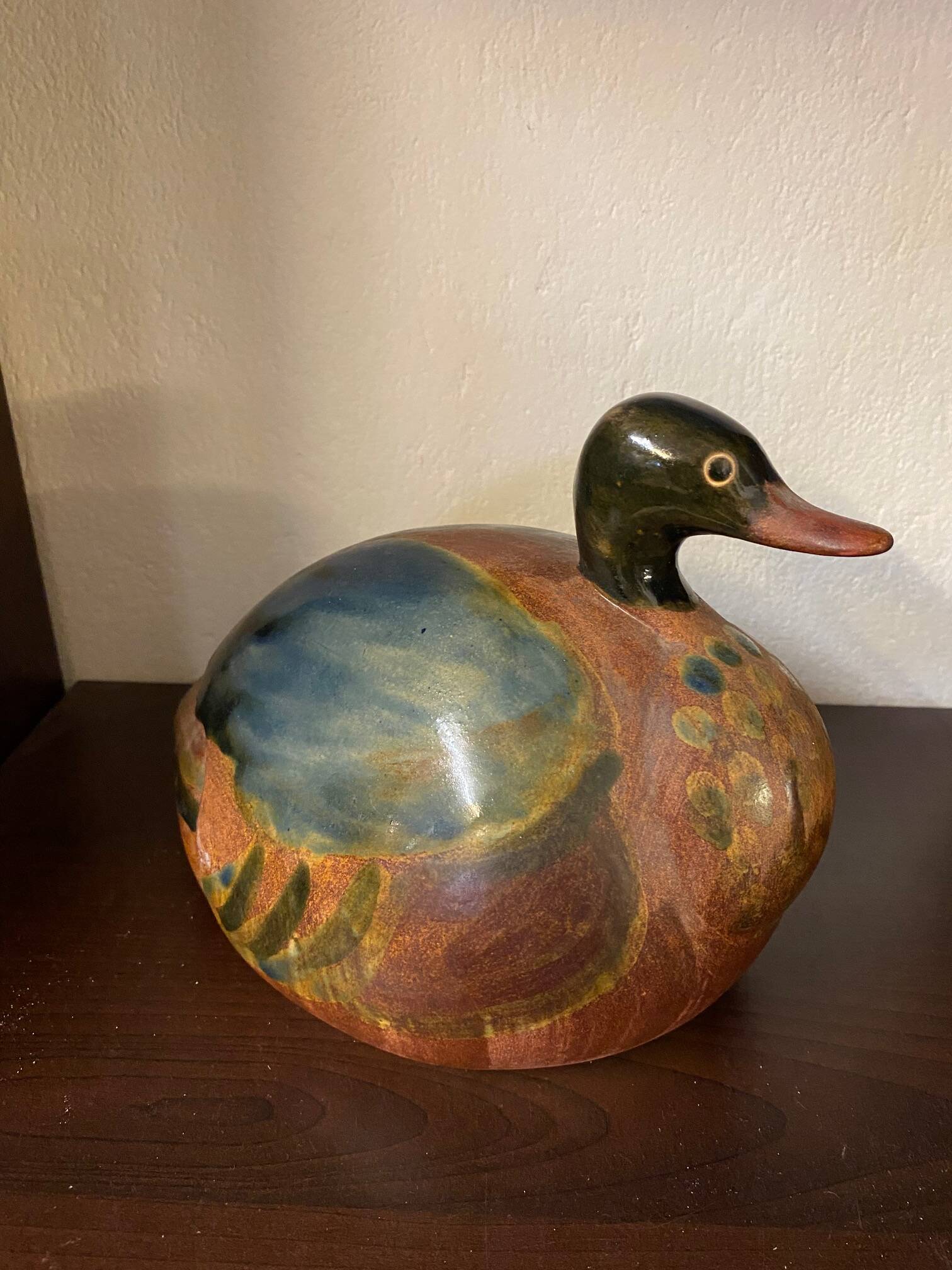 Ceramic duck sculpture signed jean marc bullot