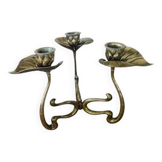 Chandelier style Art nouveau en laiton massif