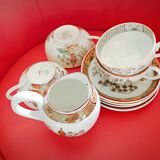 4 Badonviller tea cups with saucers, Tokio model + milk jug.