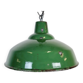 Lampe à suspension industrielle en émail vert britannique, années 1960