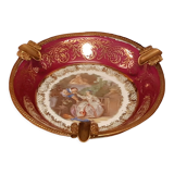 Cendrier ancien en porcelaine d'art de limoges et monture en bronze