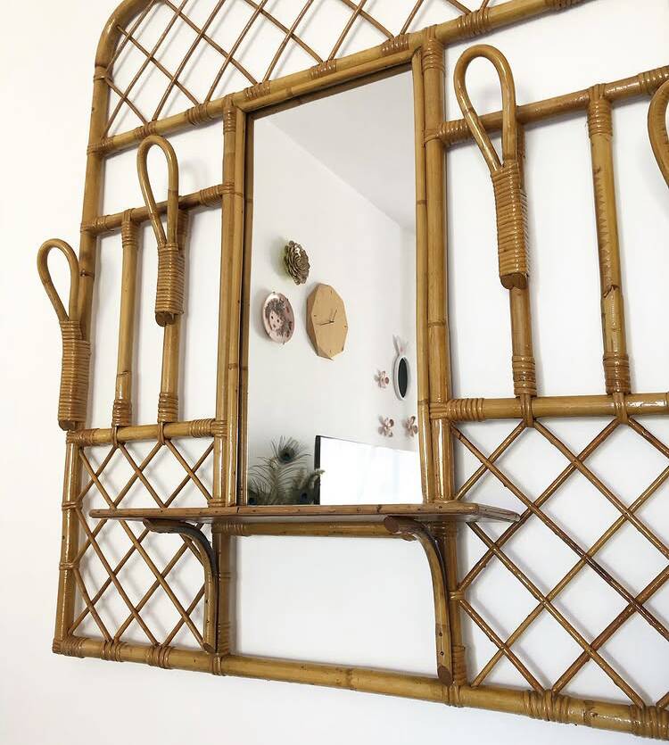 Vintage rattan wardrobe