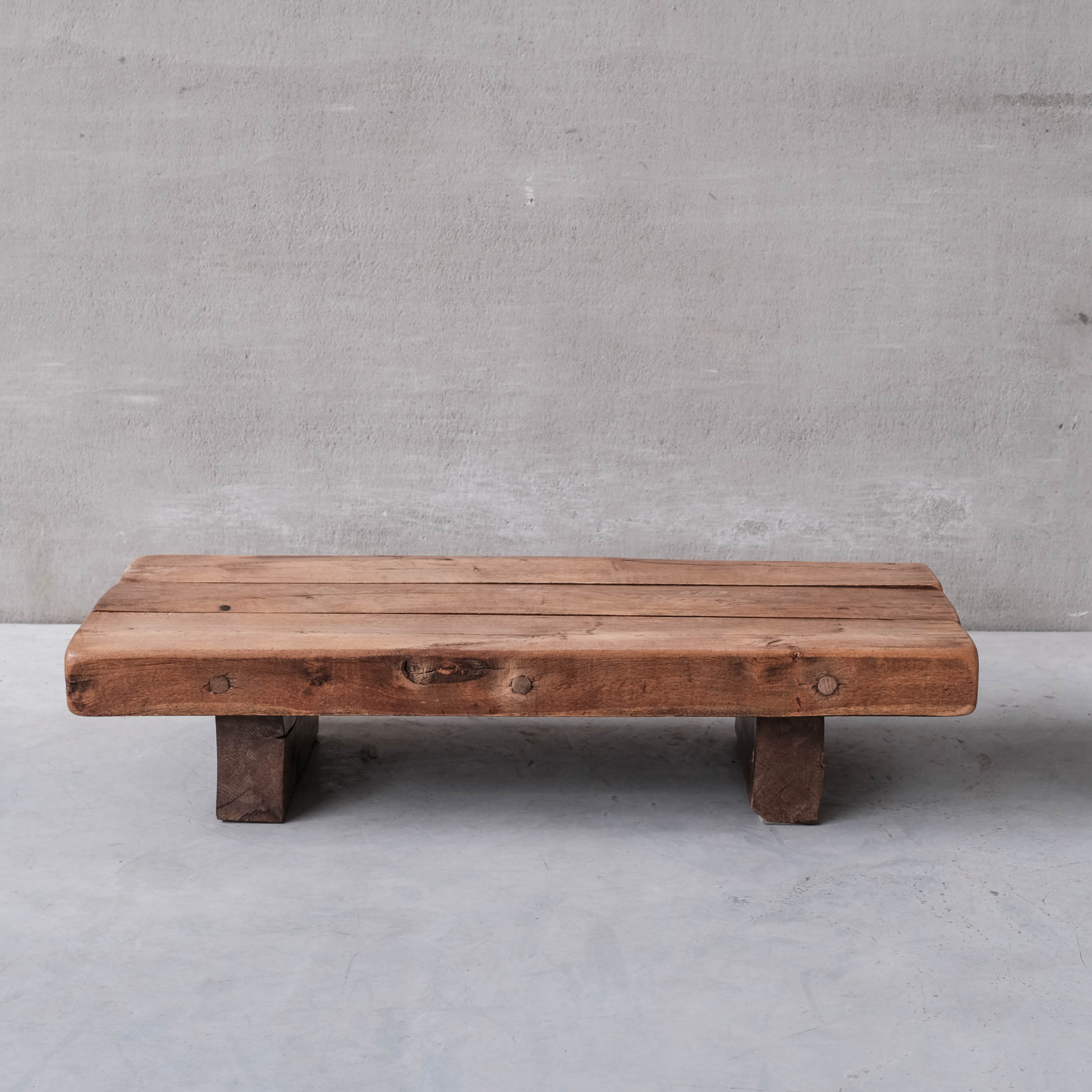 Brutalist oak mid-century belgium sleeper coffee table
