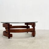 Table basse ronde en palissandre, années 1970