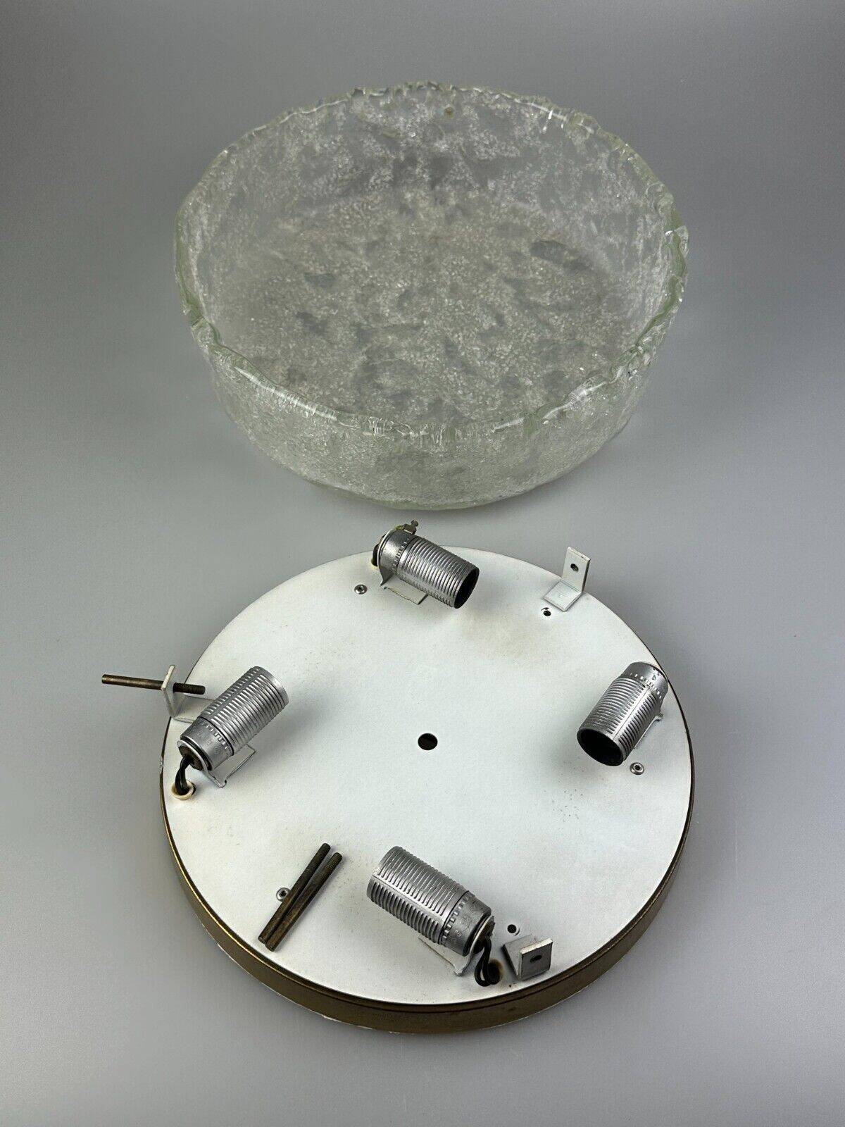 60s 70s ceiling lamp Plafoniere Flush Mount Ice Glass Hillebrand Germany