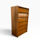 Vintage wooden shoe cabinet / cabinet with drop-down door and chrome accents.