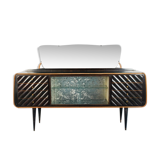 Dark wood sideboard glass design 1950s vintage modernariate