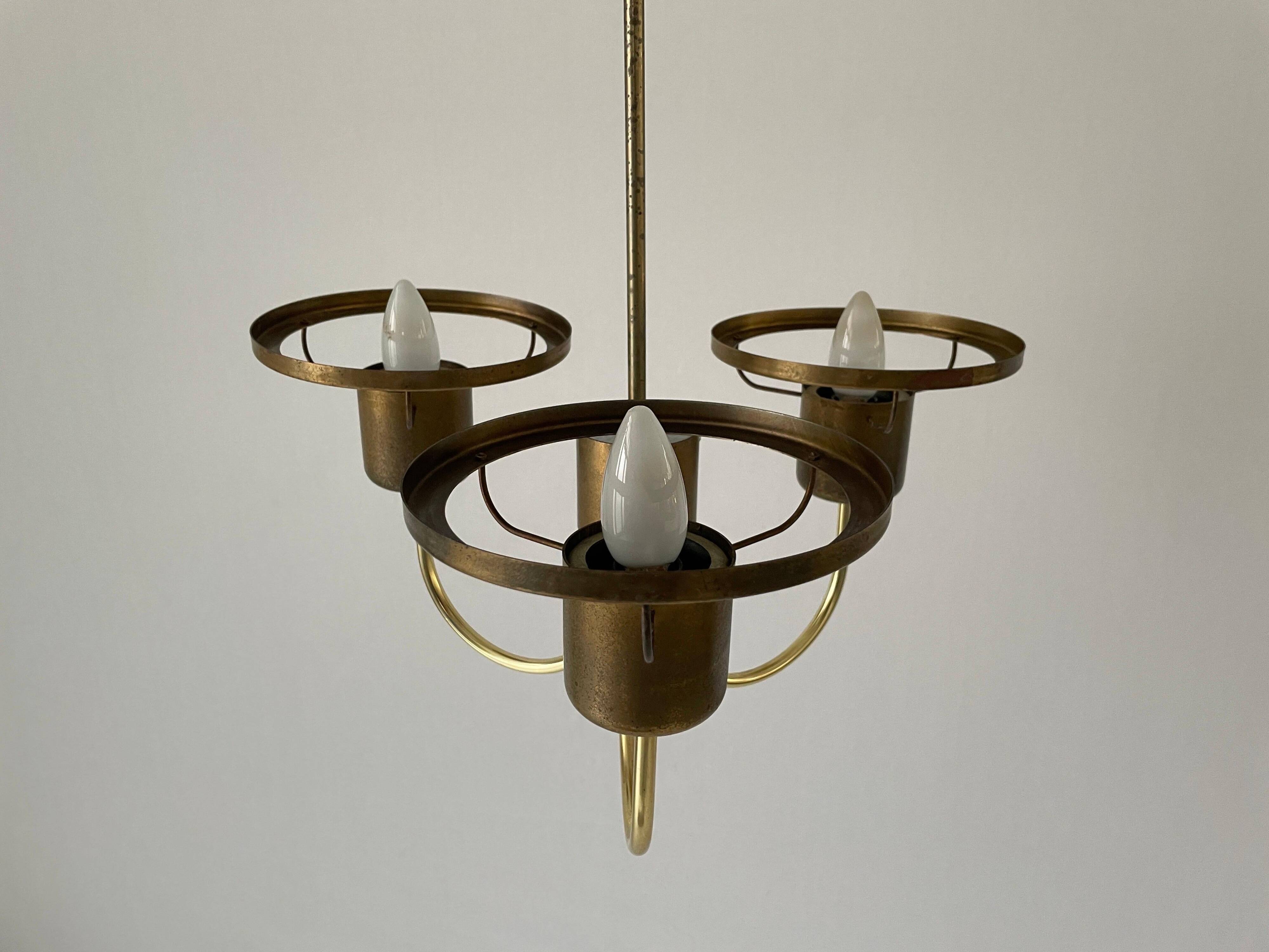 Suspended lamp with 3 glass balls and brass frame, Germany, 1960s