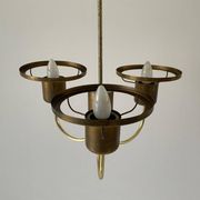 Suspended lamp with 3 glass balls and brass frame, Germany, 1960s