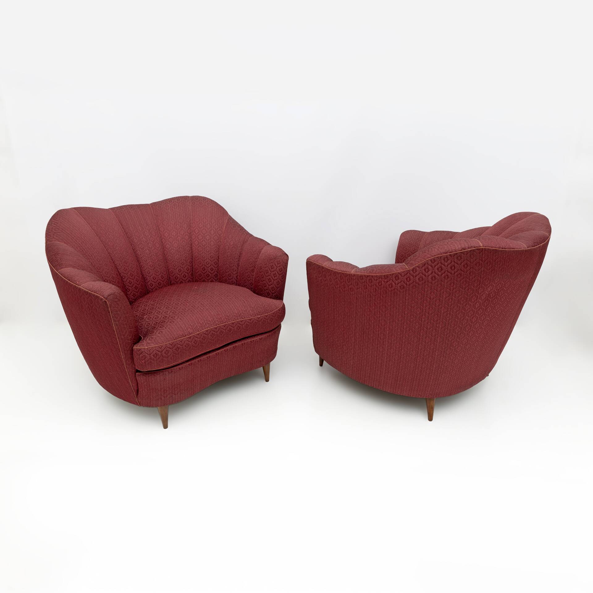 Pair of Gio Ponti Mid-Century Modern Velvet Armchairs for Casa e Giardino