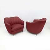Pair of Gio Ponti Mid-Century Modern Velvet Armchairs for Casa e Giardino