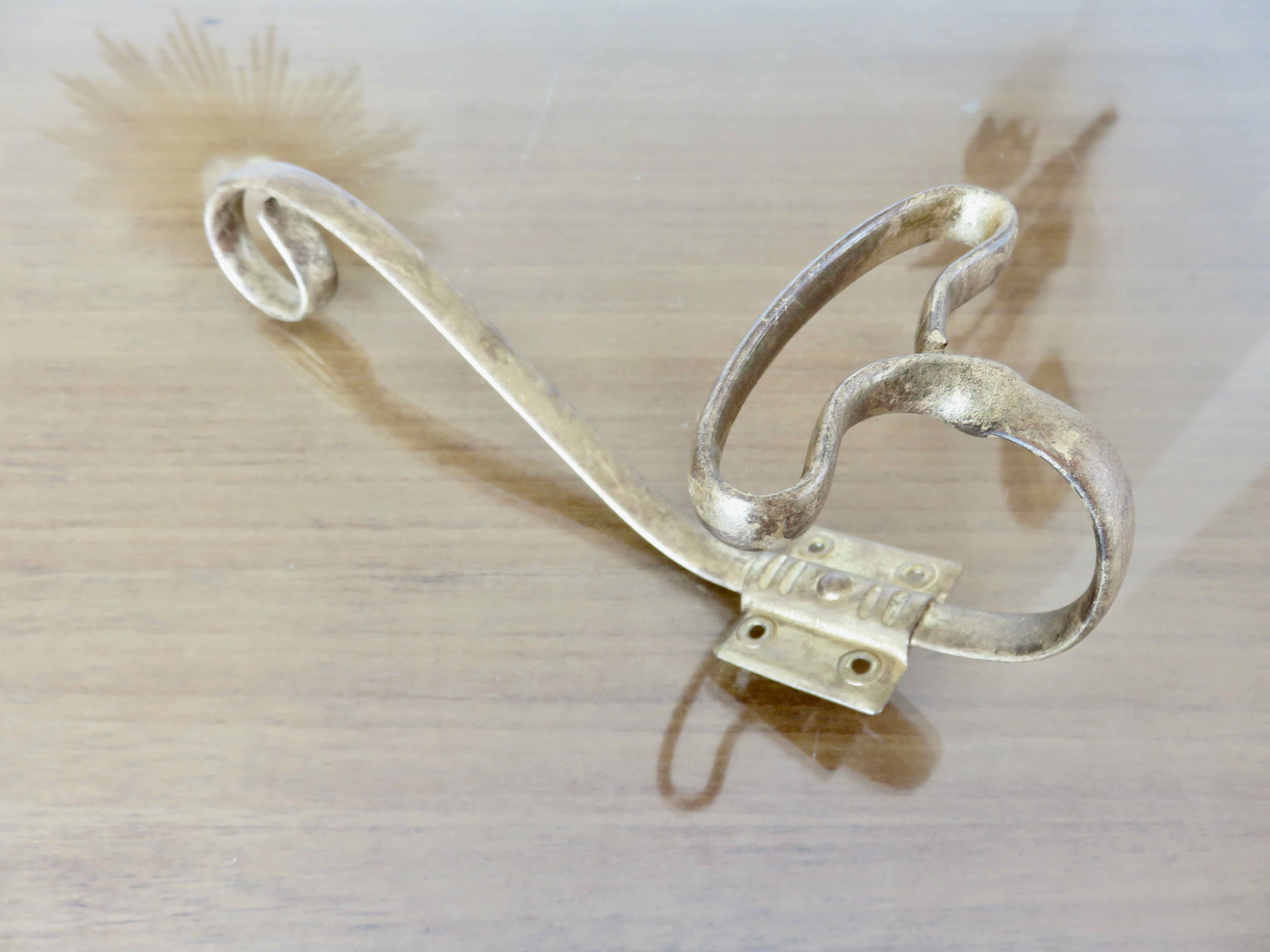 Series of 3 gilded metal hooks 40s 50s