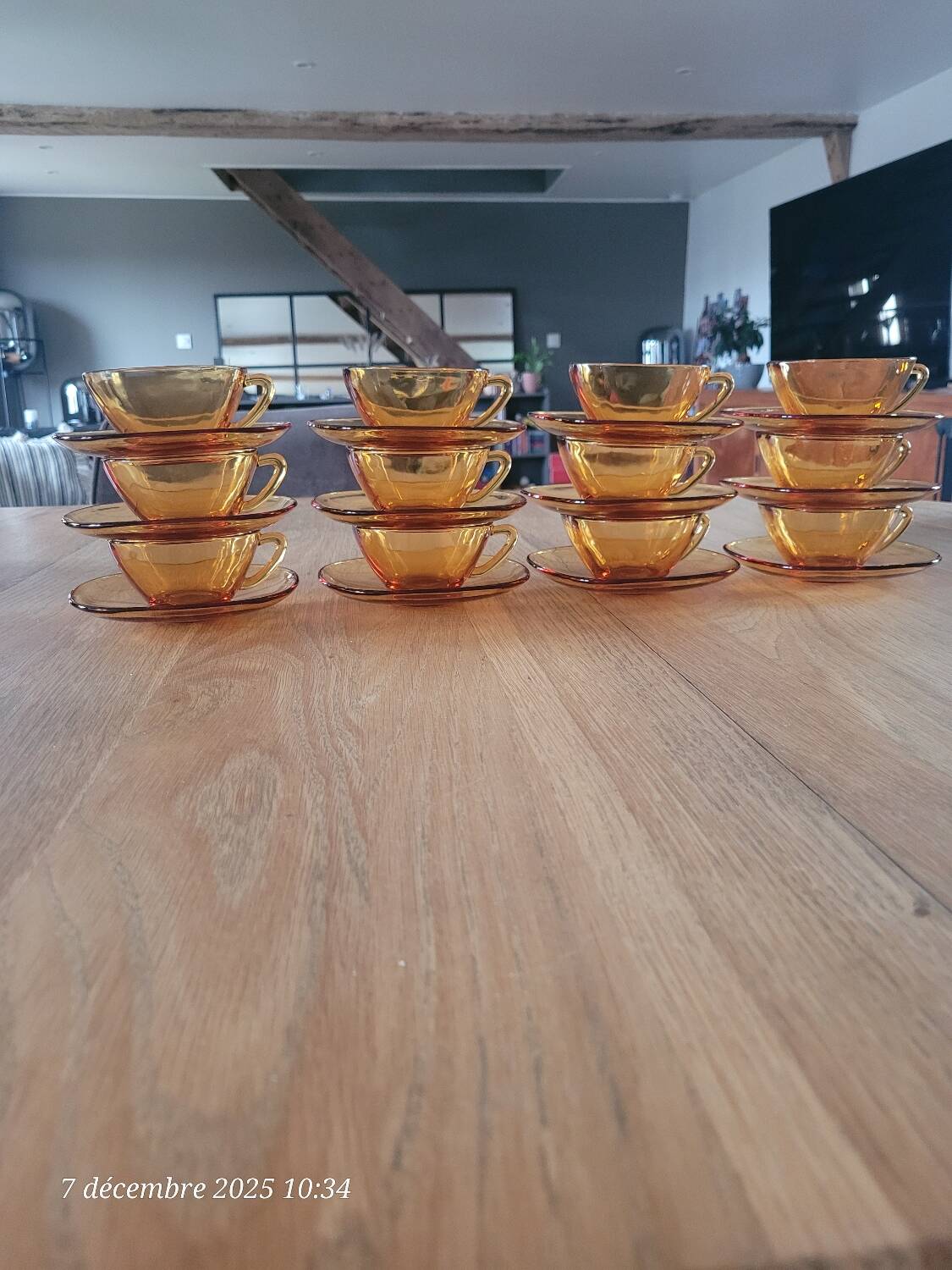 Lot De 6 Tasses à Café Et Soucoupes Vereco Verre Coloré – Made In France