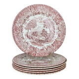 6 English red ironstone plates