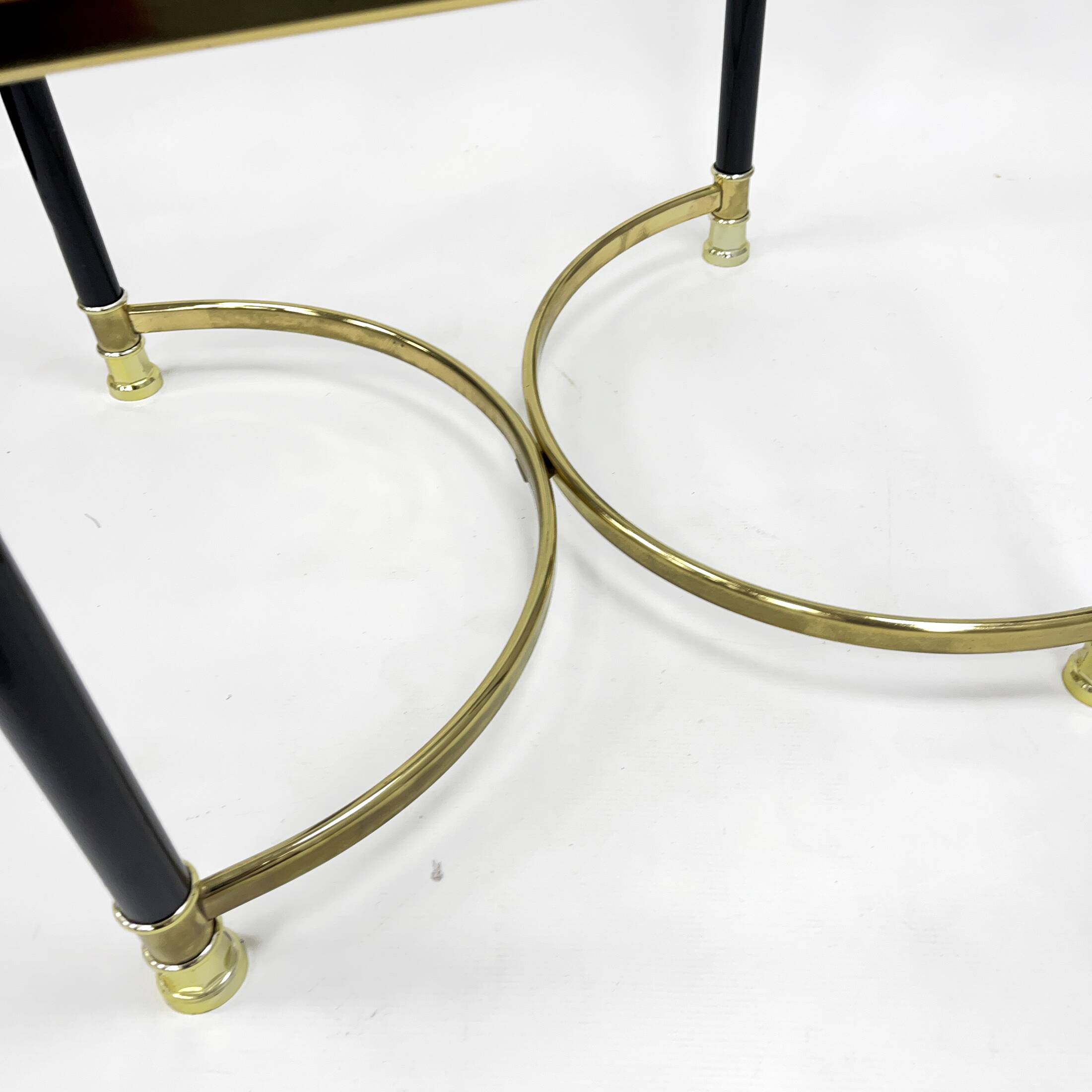 Hollywood Regency Side Table, Brass and Glass, 1970s, Maison Jansen Style
