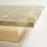 Table basse Belge en laiton gravé signée Christian Krekels 1970