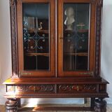 20th century oak display cabinet