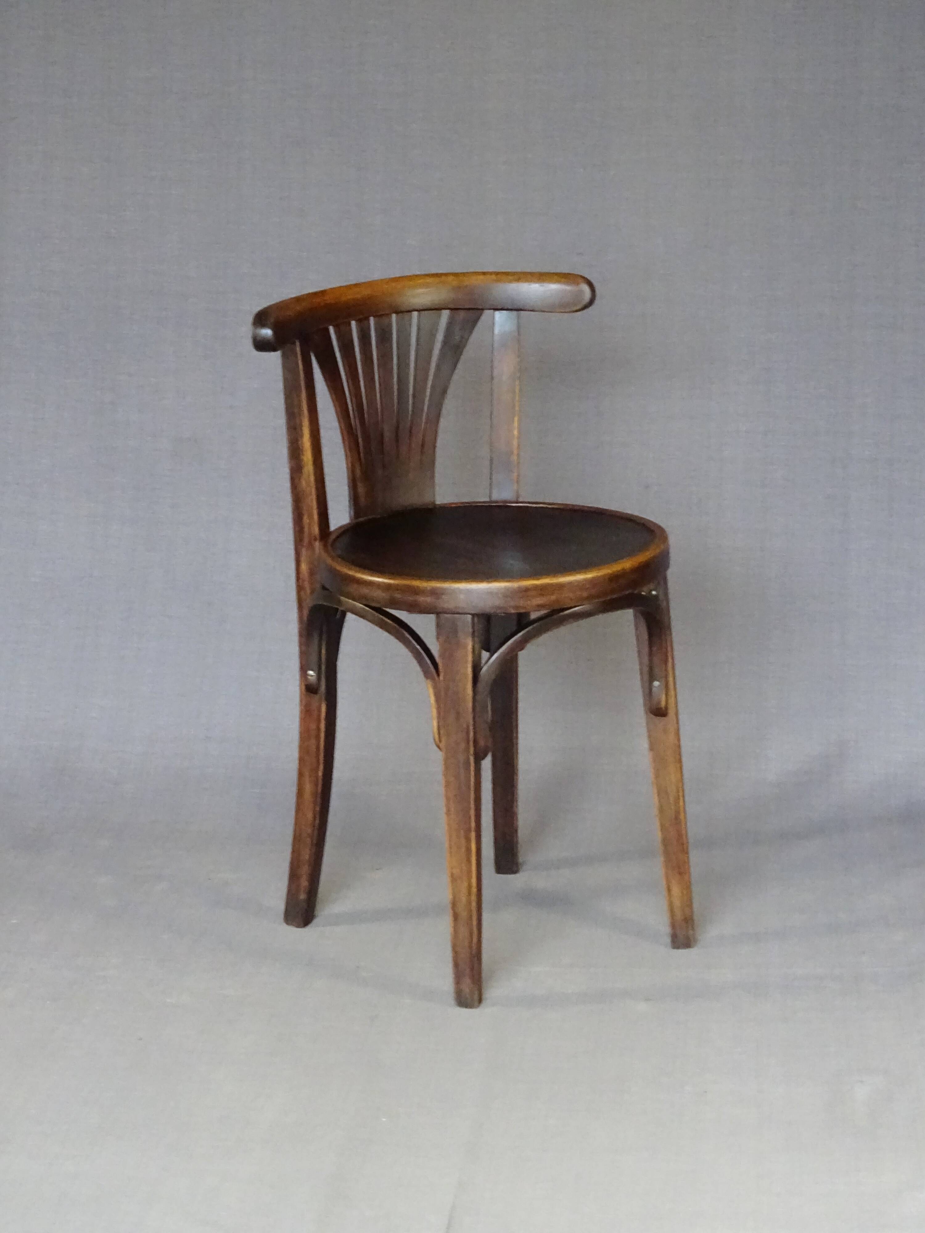 2 stools/bistro chairs, Thonet 1925, with palmette backrest No Baumann