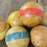 Set of 6 wooden balls.