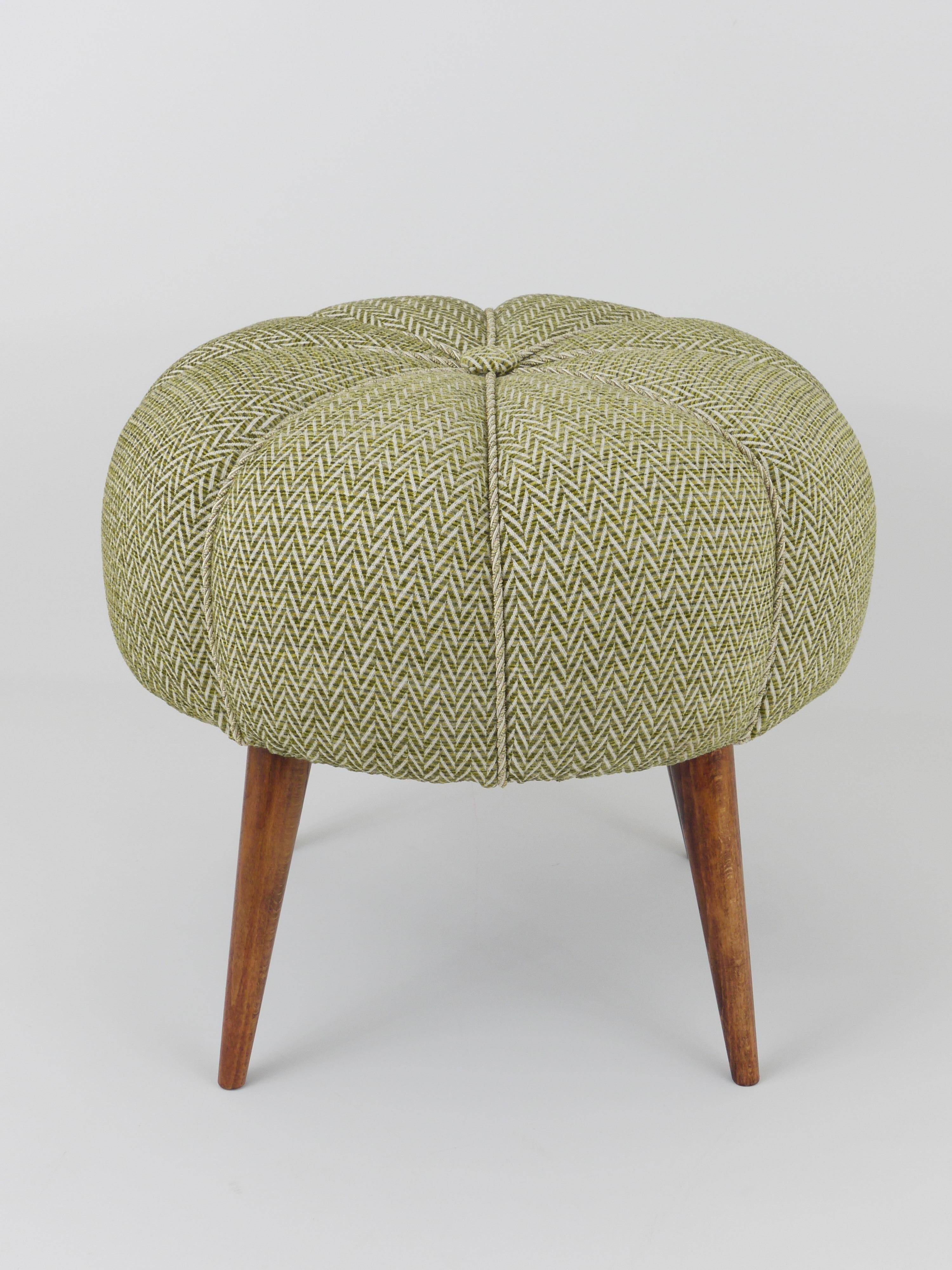 Up to Six Charming Zigzag Midcentury Stools, Pouf, Ottoman, Footstools, 1950s