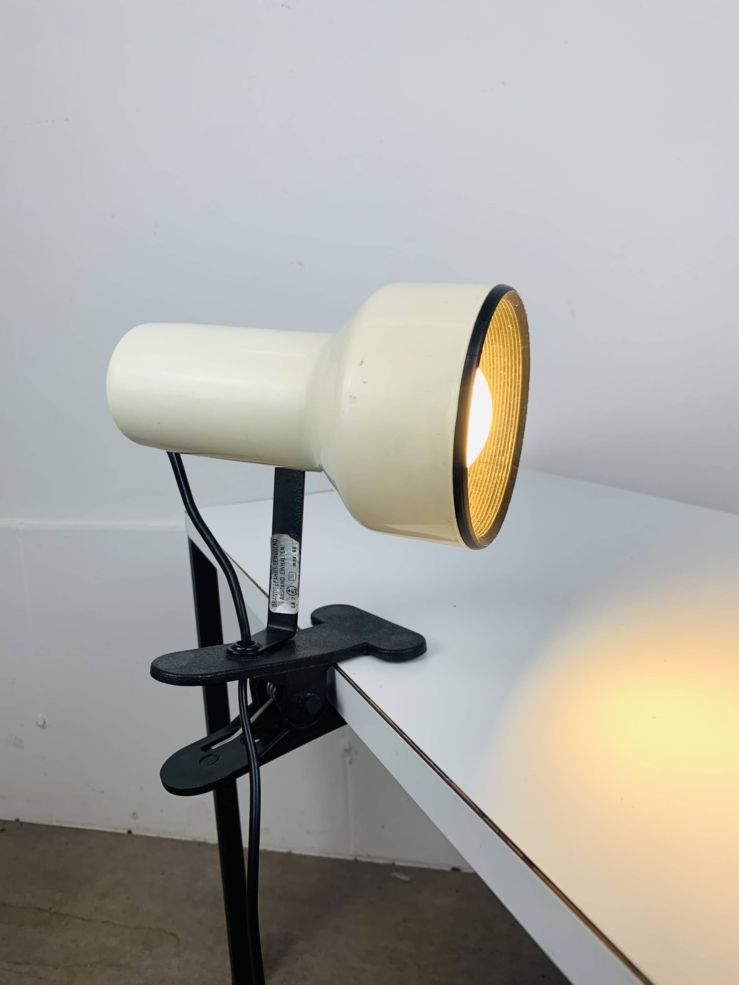 White metal clamp spotlight, vintage