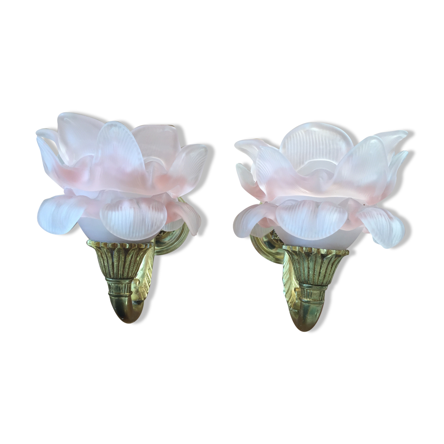 Art Deco wall lamps pink tulip