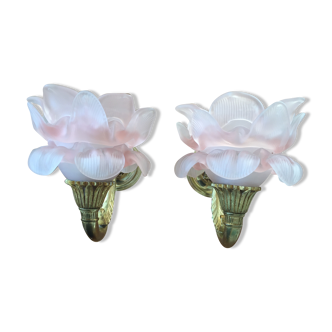 Art Deco wall lamps pink tulip