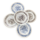 Set of 5 art deco plates 1960 old earthenware
