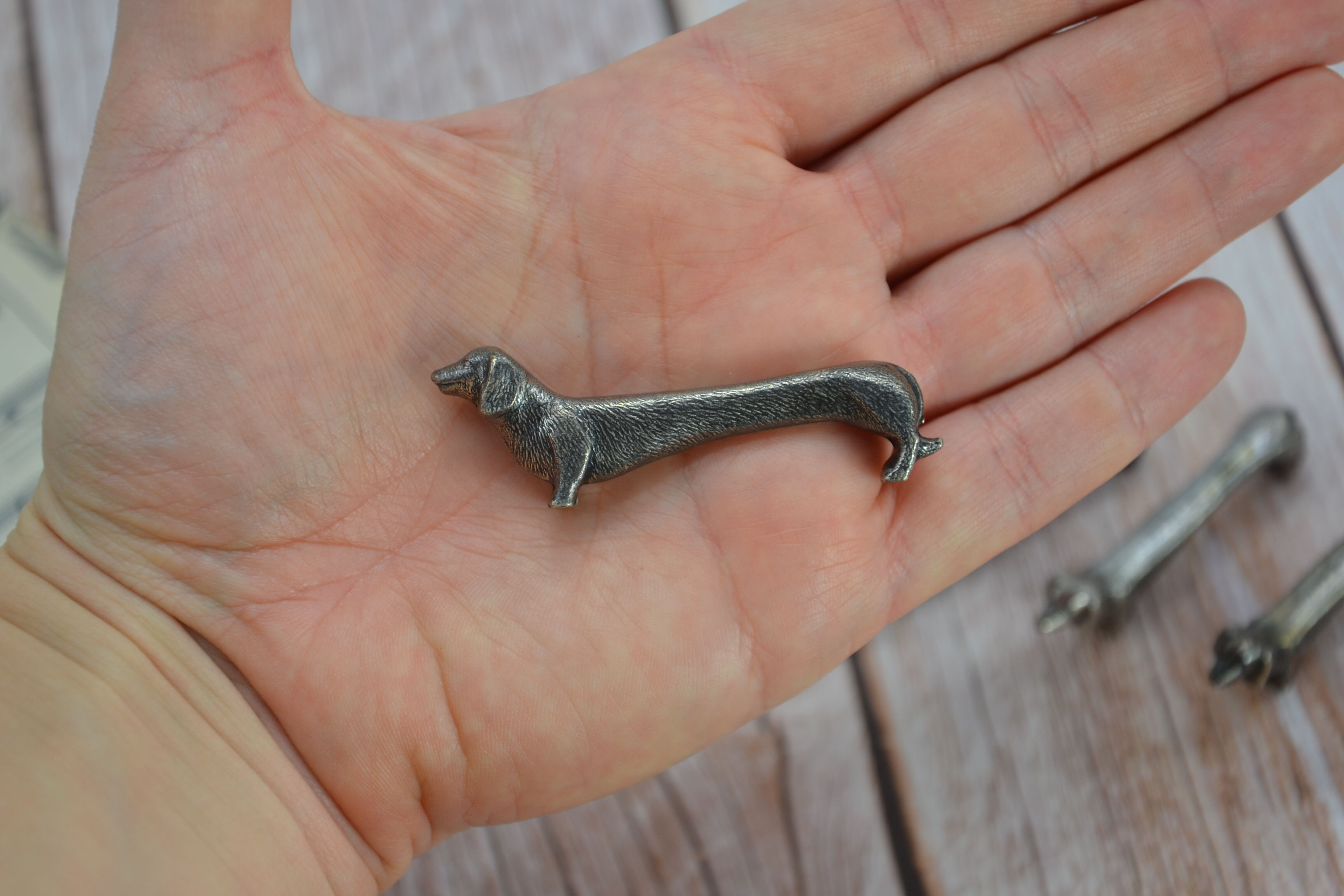 Holder knives dachshund silver metal goldsmiths