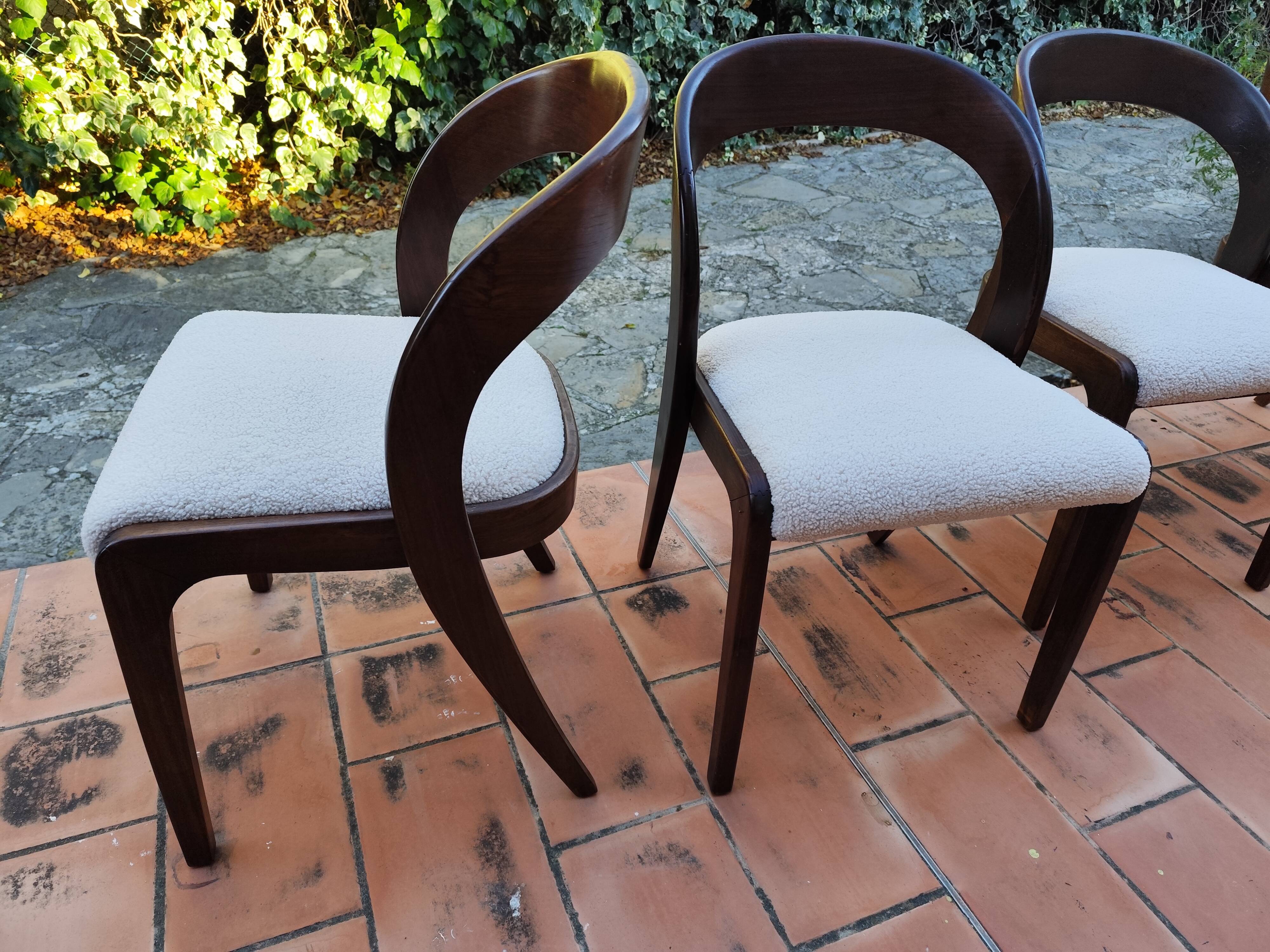 BAUMANN Suite de 4 chaises Gondole vintage 1970