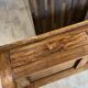 Rustic farmhouse coffee table made of solid wood with 2 drawers from the 1930s.