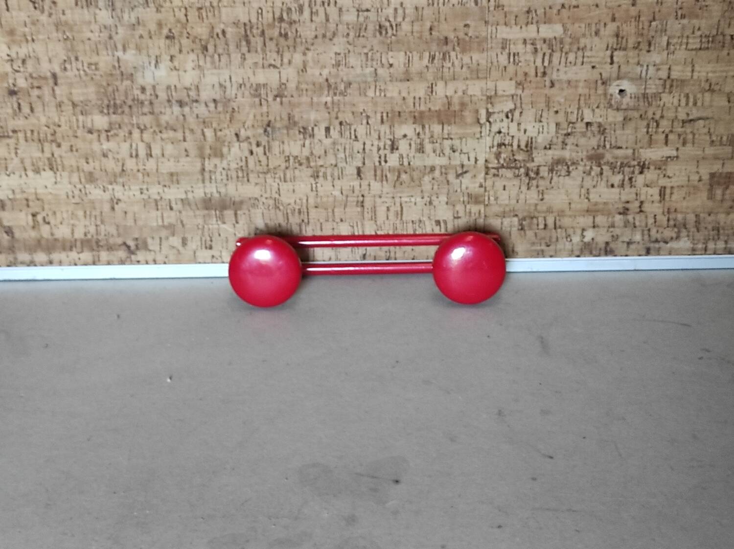 Set of 4 red metal coat hooks