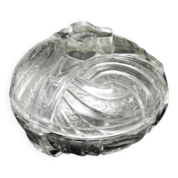 Art Deco bonbonniere, pressed glass, Hortensja Glassworks, Poland, 1950s