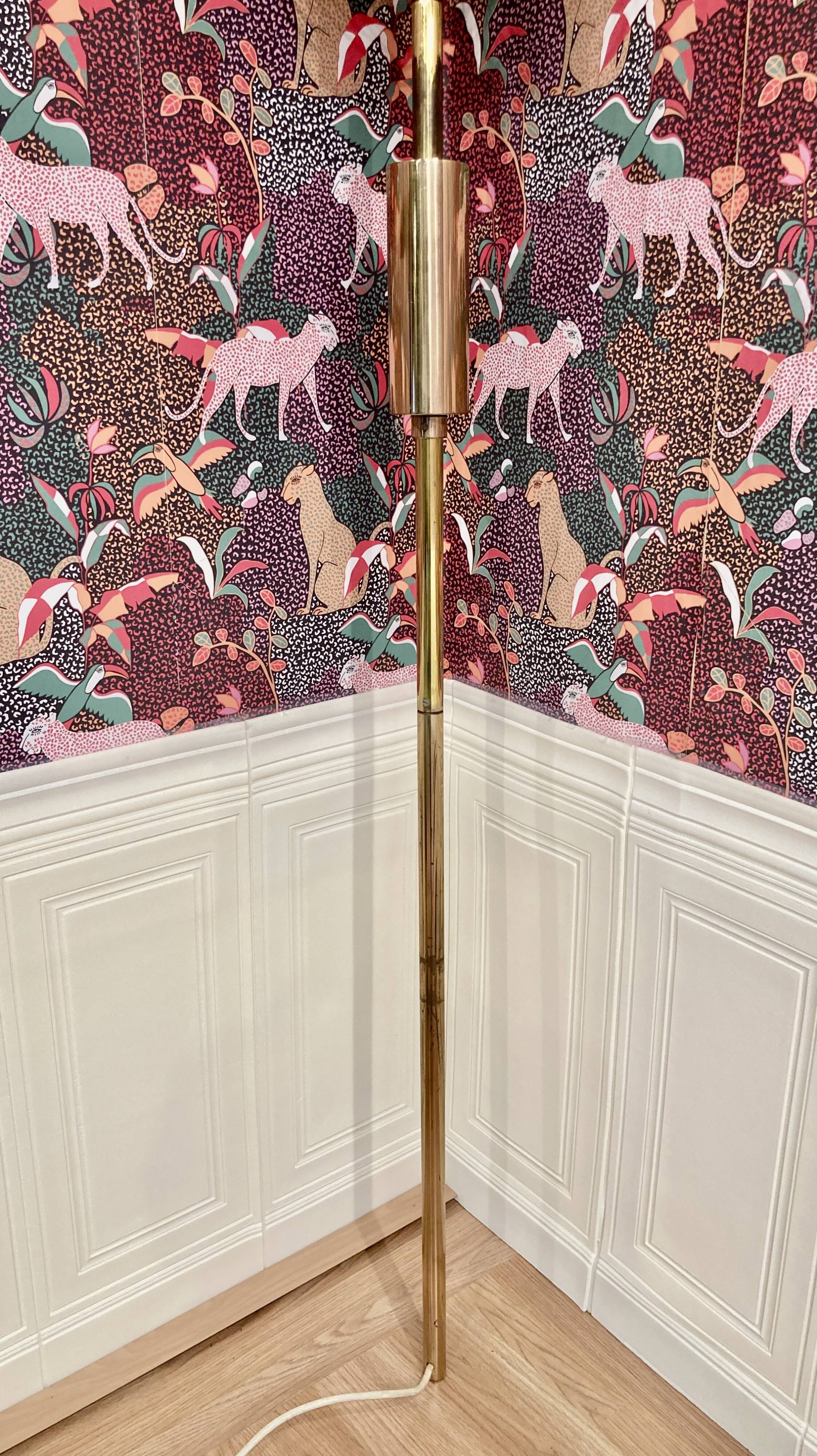 Lampadaire américain en verre et métal, 1950