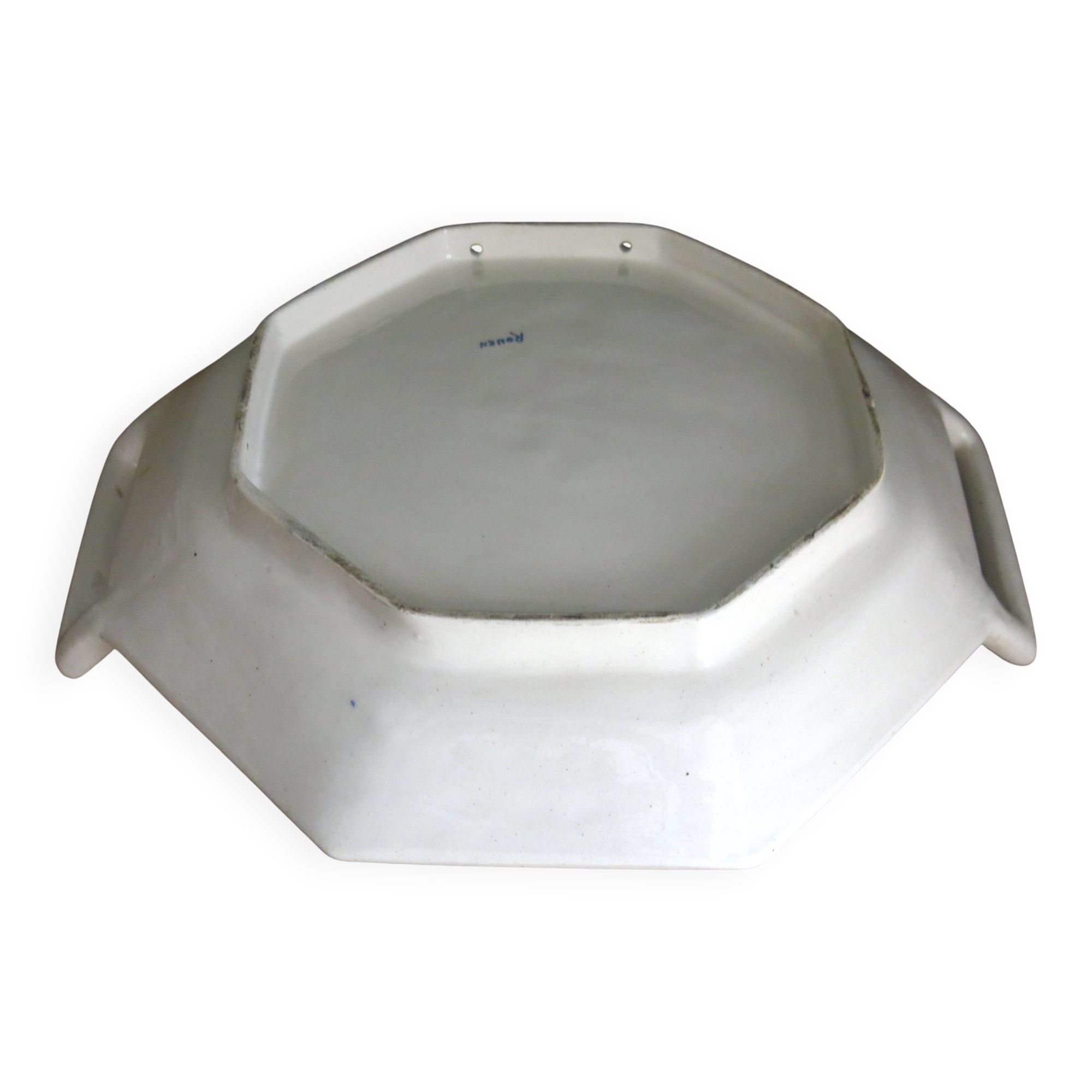 Rouen earthenware serving dish with handles in very good condition