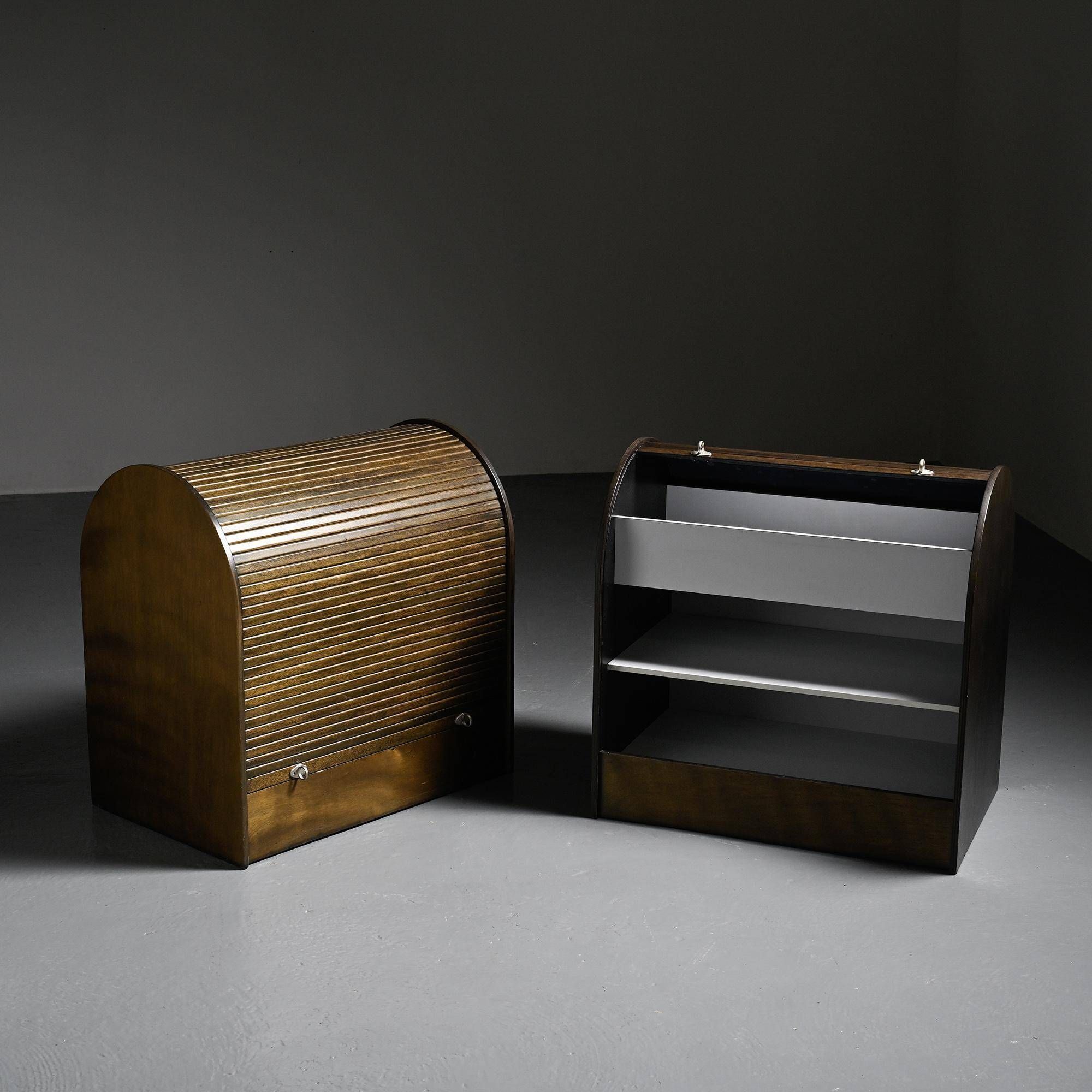 Pair of louvered furniture by Klaus Vogt for Thut Möbel, circa 1970.