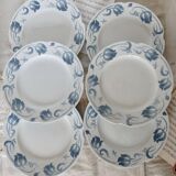 6 flat plates - Antique tableware set 82 pieces Sarreguemines earthenware Art Nouveau style