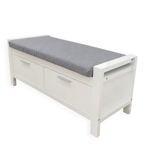 Banc blanc avec rangement - gris