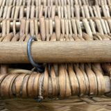 Old wicker basket with closure and handle