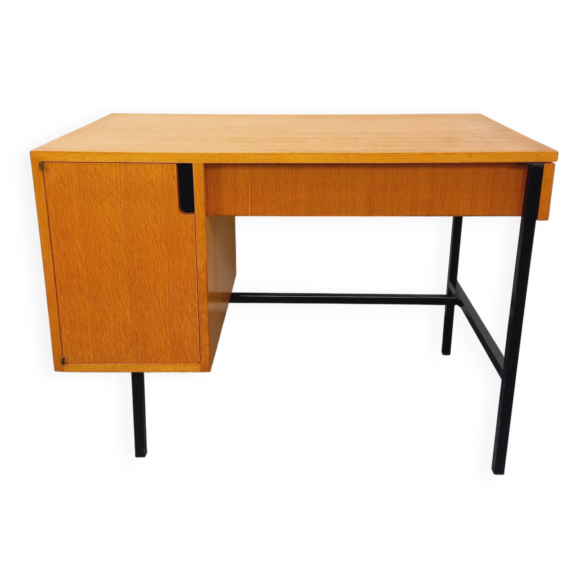 Bureau moderniste vintage Multitable par Jacques Hitier en bois de chêne