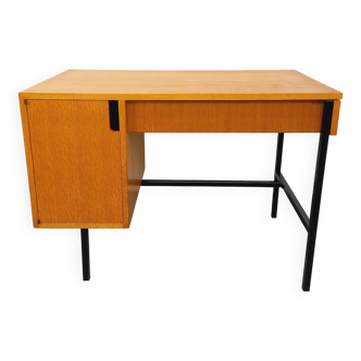 Vintage modernist desk Multitable by Jacques Hitier in oak wood
