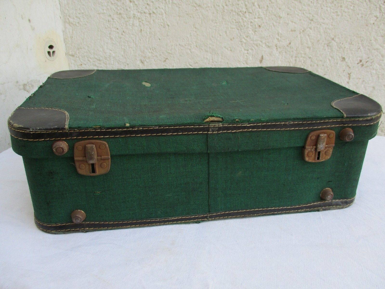Vintage green luggage suitcase