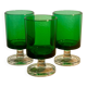 3 two-coloured green digestif glasses Luminarc